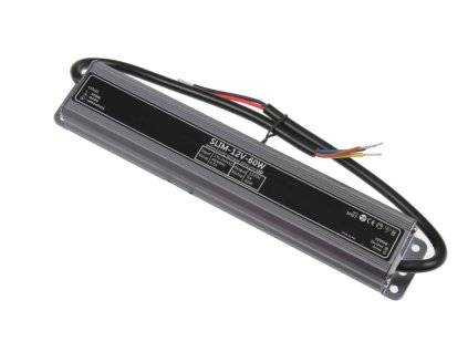 LED napájecí zdroj 12V, 60W, 5A, voděodolný, IP67, SLIM
