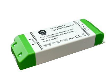 LED napájecí zdroj 12V, 180W, 15A, nábytkový