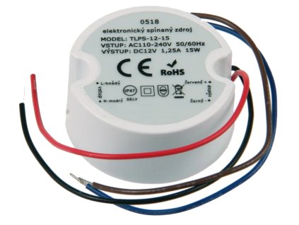 LED napájecí zdroj 12V, 15W, 1,25A (do krabice KU68), IP67