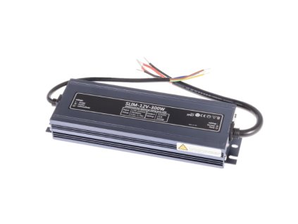 LED napájecí zdroj, 12V, 300W, 25A, voděodolný, IP67, SLIM