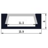 LED profil, Mikro-U, nástěnný, bez difuzoru, ČERNÝ/STŘÍBRNÁ, 2m