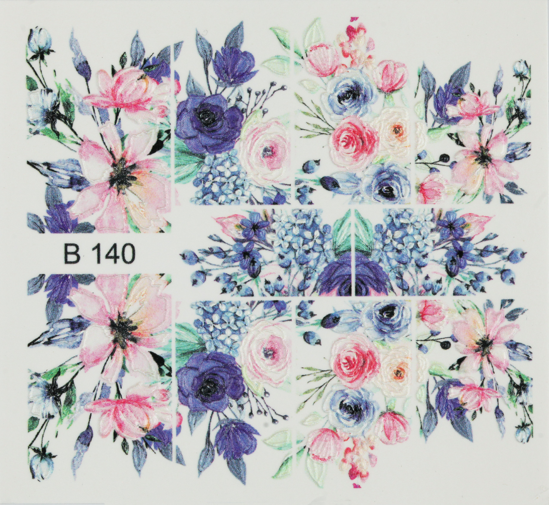 3D Vodolepky Blue Flowers B140