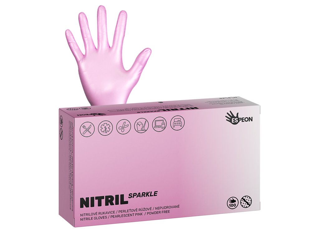 Nitrilové rukavice SPARKLE 100ks - růžové Velikost: M