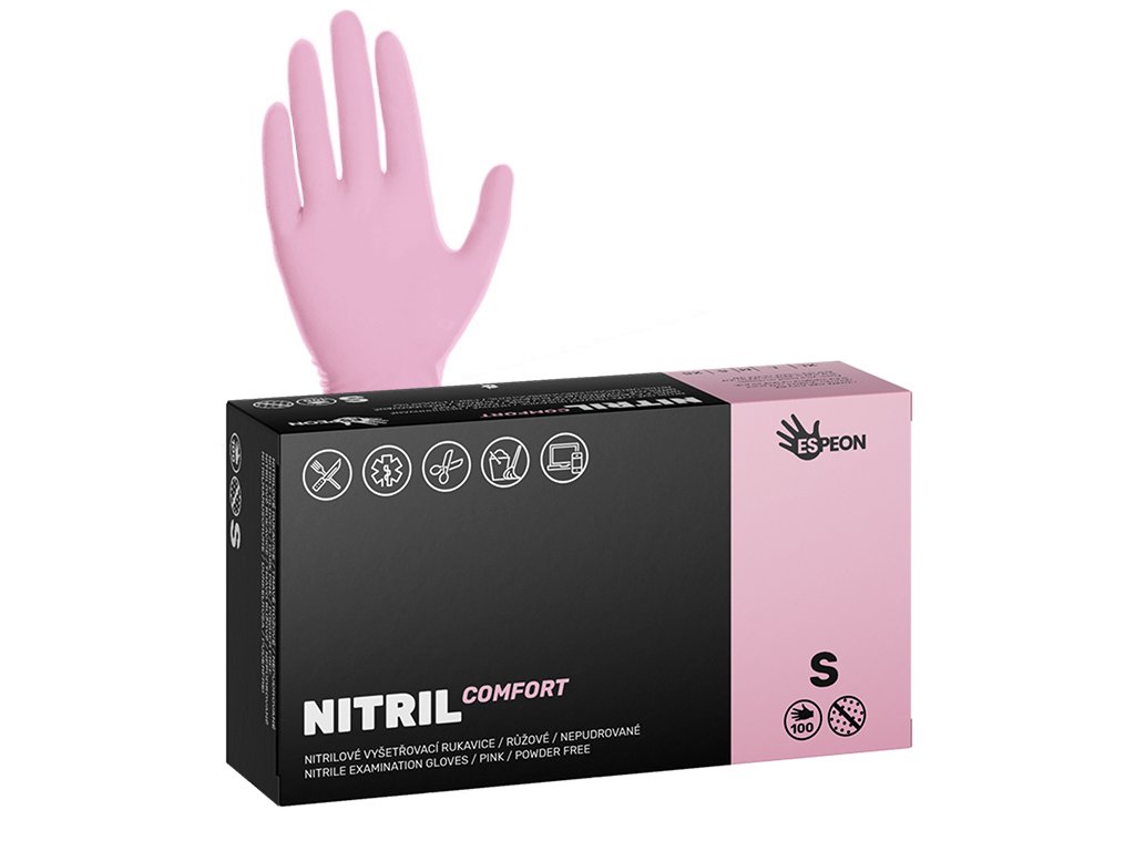 Nitrilové rukavice COMFORT 100ks - růžové Velikost: S