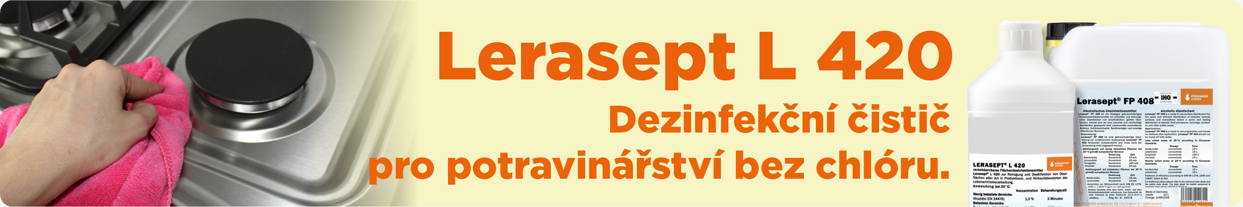 LERASEPT L 420 - DEZINFEKČNÍ ČISTIČ PRO POTRAVINÁŘSTVÍ BEZ CHLÓRU