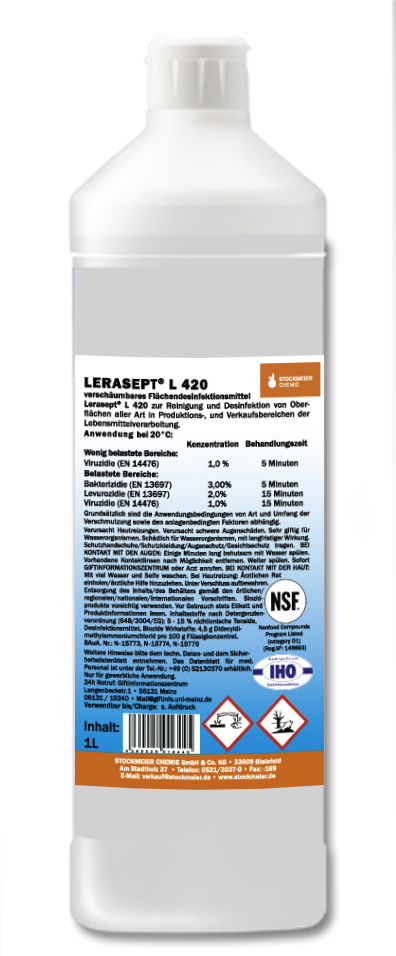 Stockmeier Chemie Lerasept L 420 dezinfekční čistič pro potravinářství bez chlóru Objem: 1 l