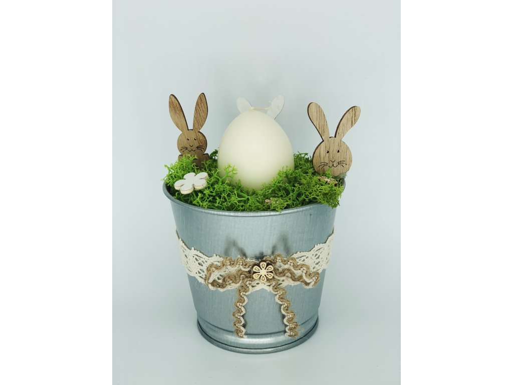 Jarní dekorační květináč s mechem v. 15 cm - BRIMOON