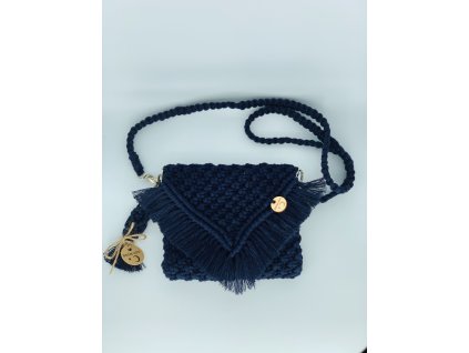 Kabelka crossbody macramé modrá4