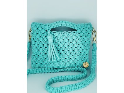 Kabelka crossbody macramé tyrkysová 1