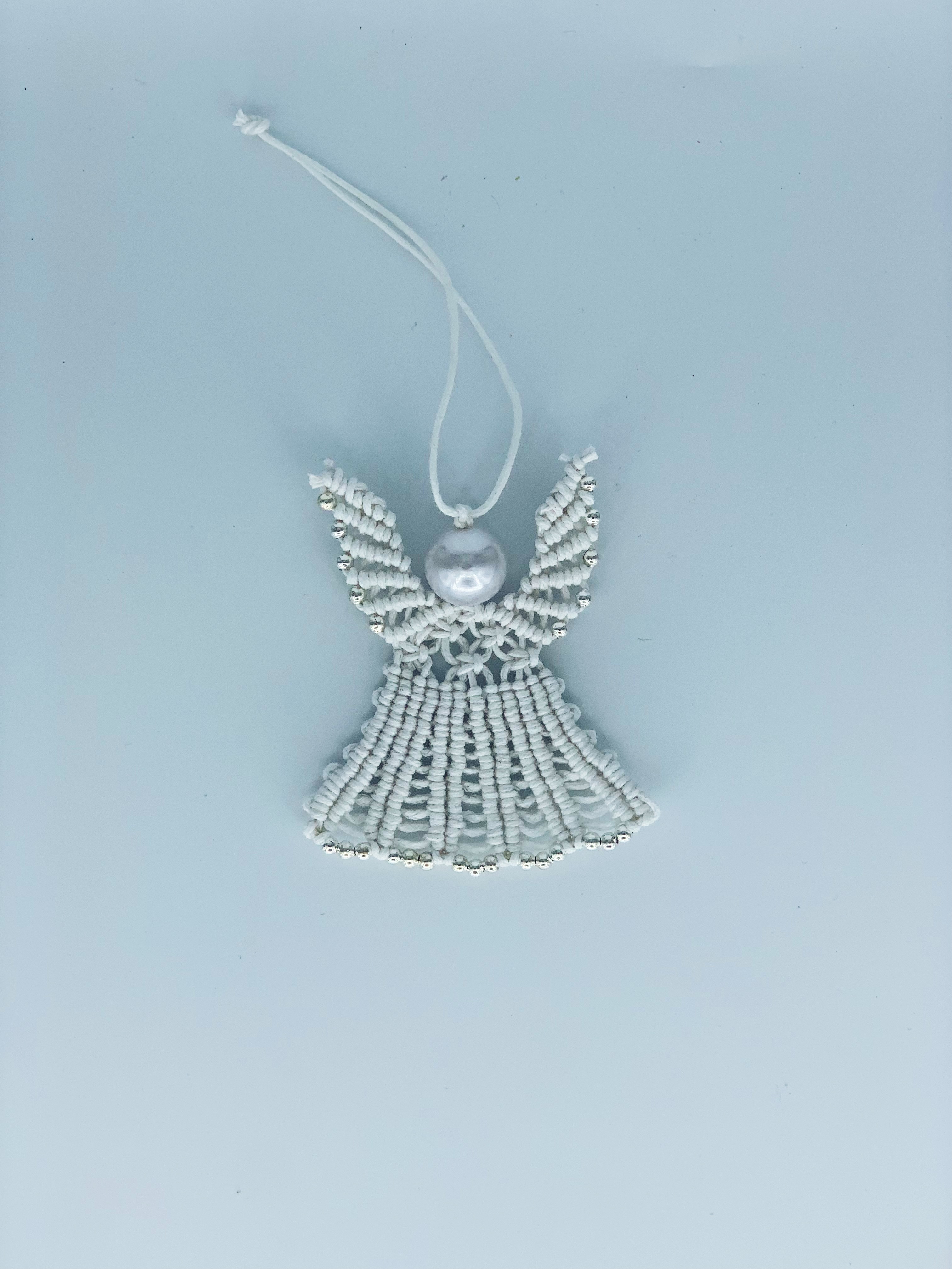 Andílek vánoční bílo-stříbrný v. 8 cm