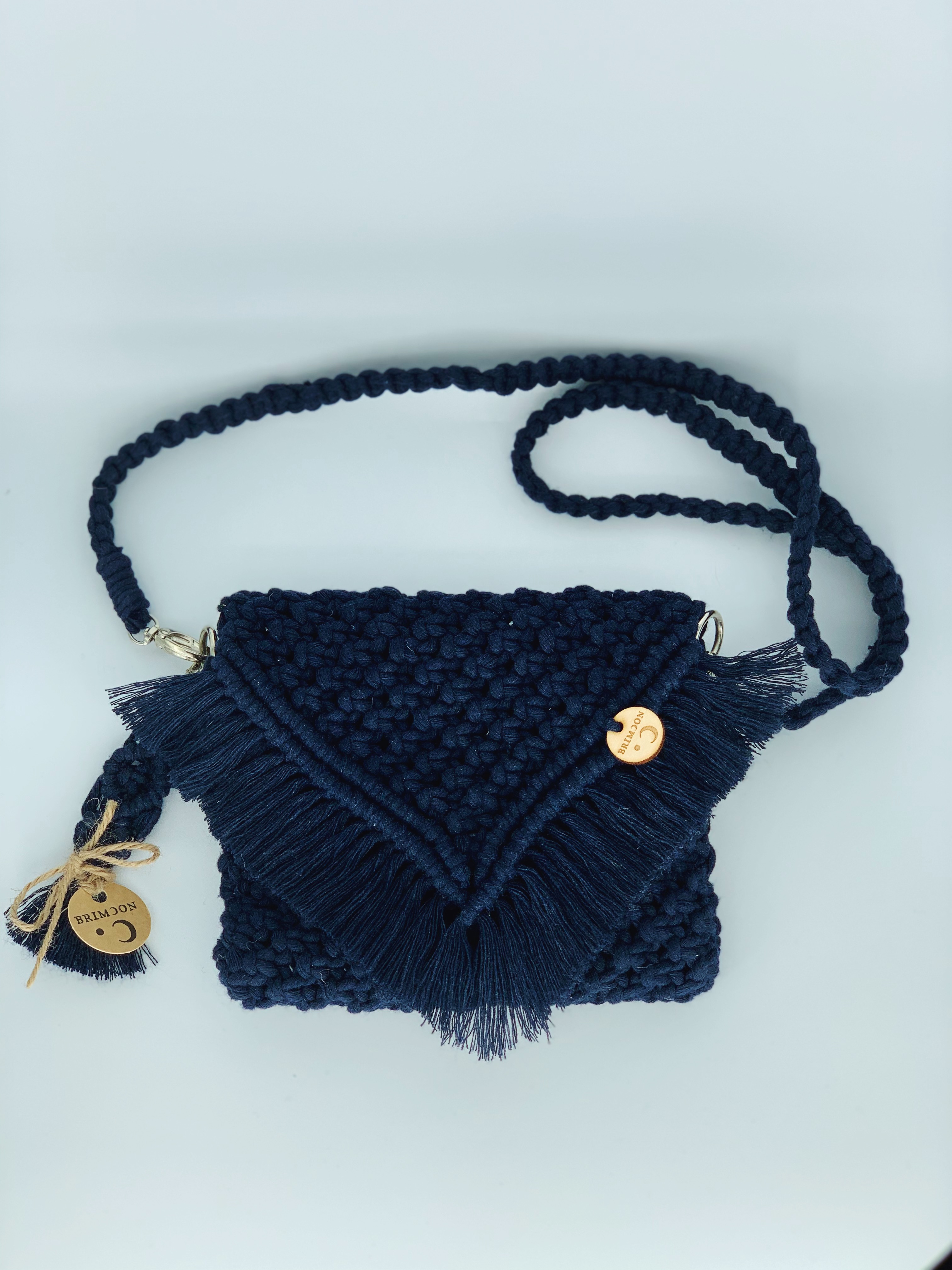 Kabelka crossbody macramé modrá