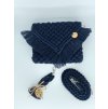 Kabelka crossbody macramé modrá2