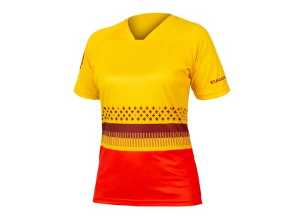 Endura női SingleTrack Print T Saffron (Méret 4XS)