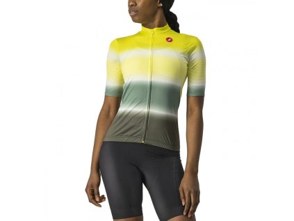 Női trikó Castelli DOLCE sárga/háborús zöld (Méret 4XS)