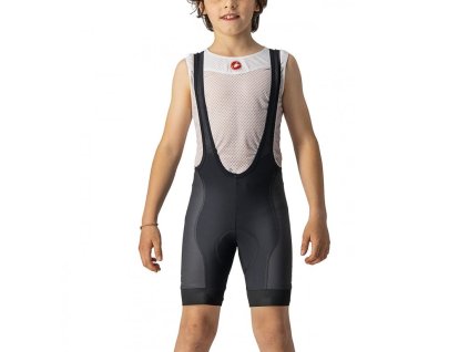 Gyermek rövidnadrág pántokkal CASTELLI JR COMPETIZIONE fekete-fehér (Gyermek ruházat mérete 4 év)