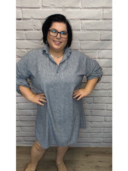 Stylové košilové šaty plus size