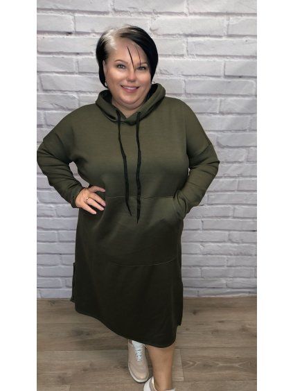 Máslové mikinové šaty plus size