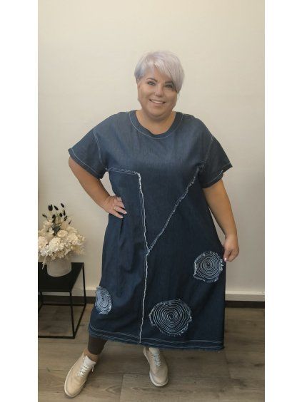 Riflové šaty plus size