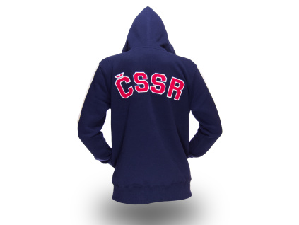 Pánská Mikina ČSSR Retro s Kapucí Modrá