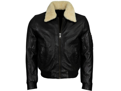 Pánská Kožená Bunda Pilot Aurum Pravý Kožíšek Brixton Černá