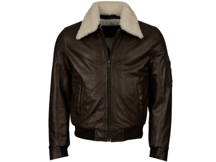 Pánská Kožená Bunda Pilot Pierce Pravý Kožíšek Brixton Hnědá