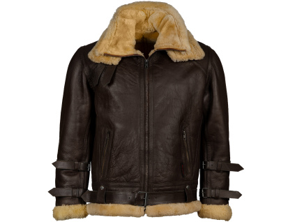 Pánská Kožená Zimní Bunda Bomber Lazare Pravý Kožíšek Brixton Hnědá