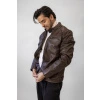 Pánská Kožená Bunda Hot Brown Divior Brixton Hnědá