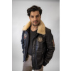Pánská Kožená Bunda Pilot Royce Pravý Kožíšek Brixton Černá
