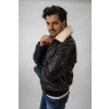Pánská Kožená Bunda Pilot Aurum Pravý Kožíšek Brixton Černá