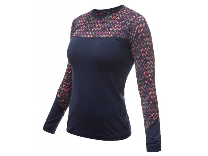 triko dlouhé dámské SENSOR MERINO IMPRESS deep blue/origami (Velikost L)
