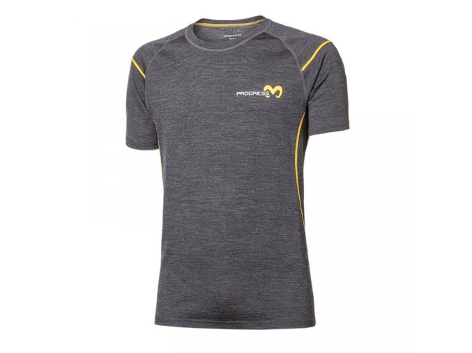 triko krátké pánské Progress NKR merino šedý melír (Velikost L)