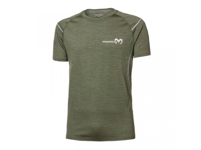 triko krátké pánské Progress NKR merino khaki melír