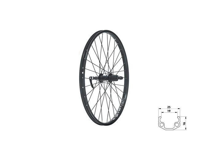 KELLYS Zapletené kolo zadní KLS WASPER CASSETTE V-brake R, 24", black