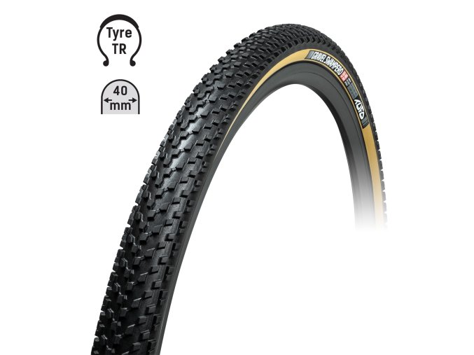 plášť TUFO Gravel SWAMPERO 700x40C, bezduš.črn/béž