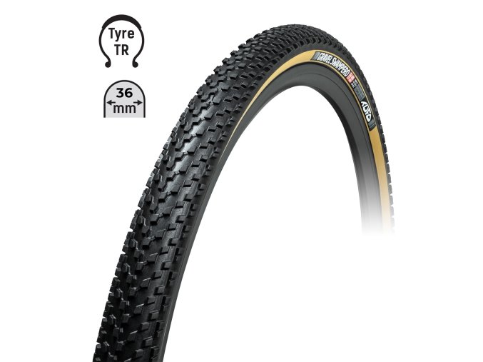 plášť TUFO Gravel SWAMPERO 700x36C, bezduš.črn/béž