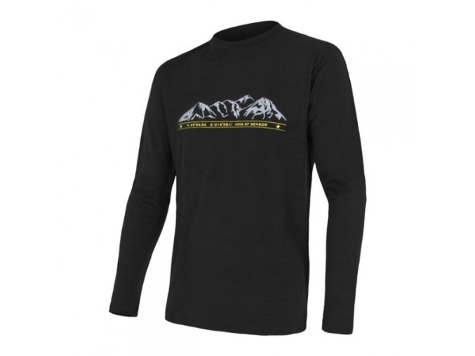 triko dlouhé pánské SENSOR MERINO ACTIVE PT MOUNTAINS černé (Velikost L)