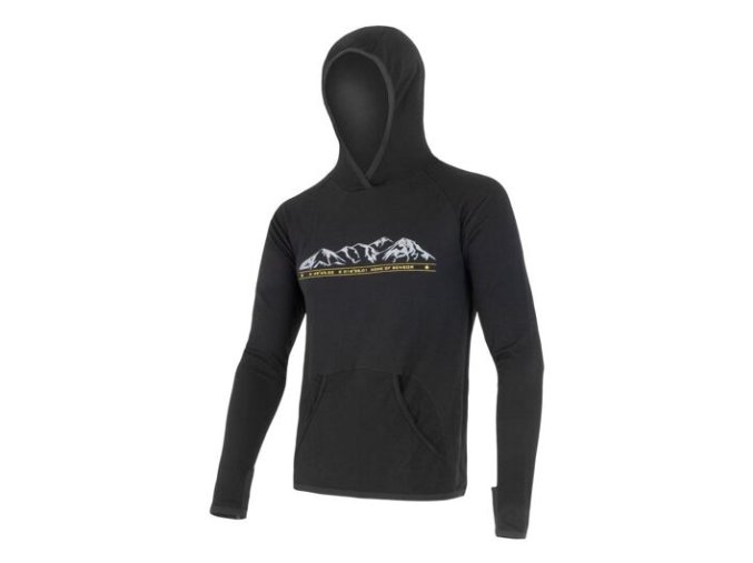 mikina pánská SENSOR MERINO UPPER MOUNTAINS černá (Velikost L)