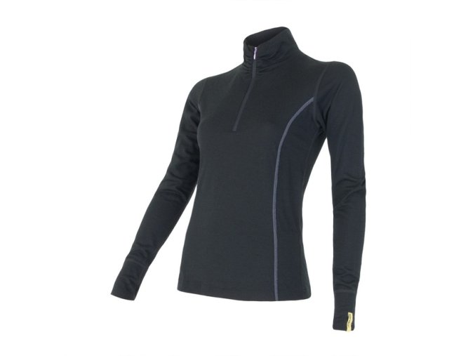 triko dlouhé dámské SENSOR MERINO ACTIVE zip černé