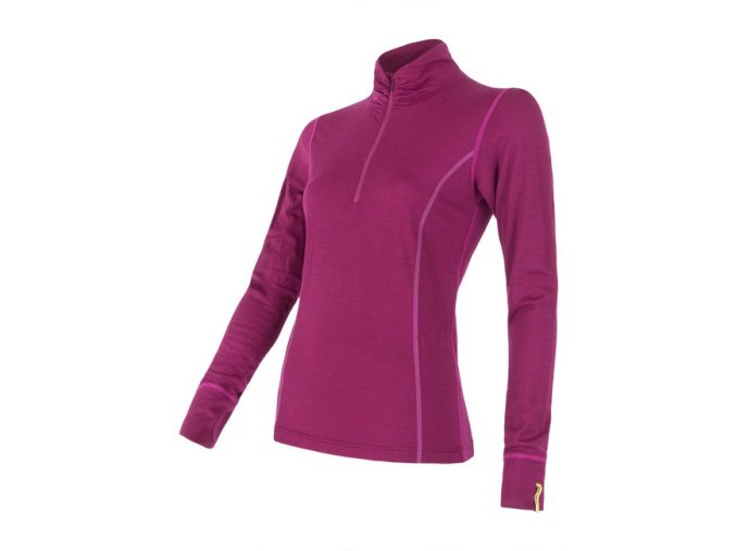 triko dlouhé dámské SENSOR MERINO ACTIVE zip lilla (Velikost L)