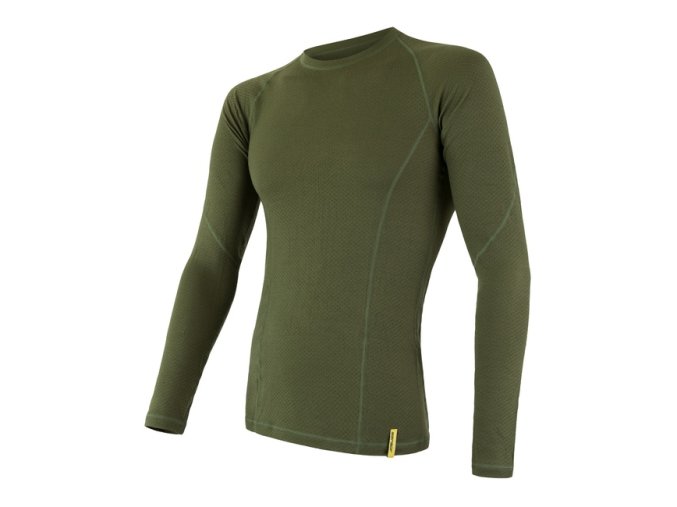 triko dlouhé pánské SENSOR MERINO DOUBLE FACE safari
