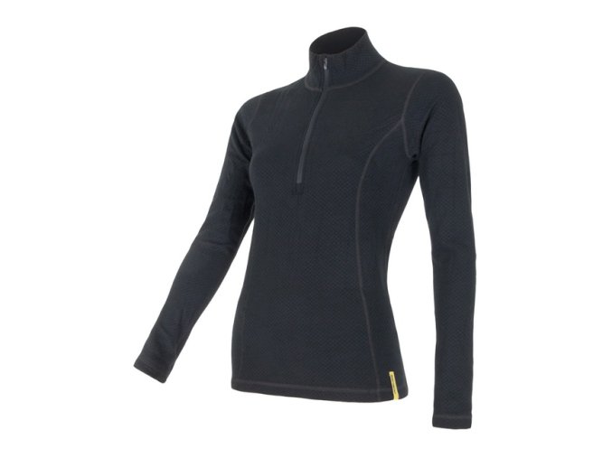triko dlouhé dámské SENSOR MERINO DOUBLE FACE zip černé