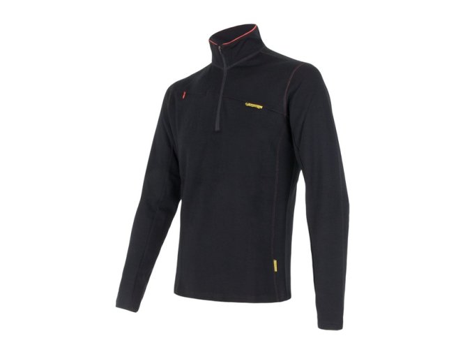 mikina pánská SENSOR MERINO UPPER zip černá (Velikost L)