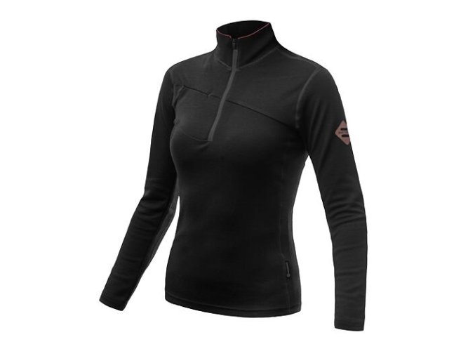 mikina dámská SENSOR MERINO UPPER zip černá (Velikost L)