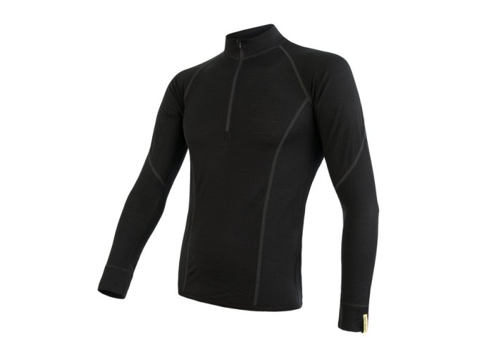triko dlouhé pánské SENSOR MERINO ACTIVE zip černé (Velikost L)