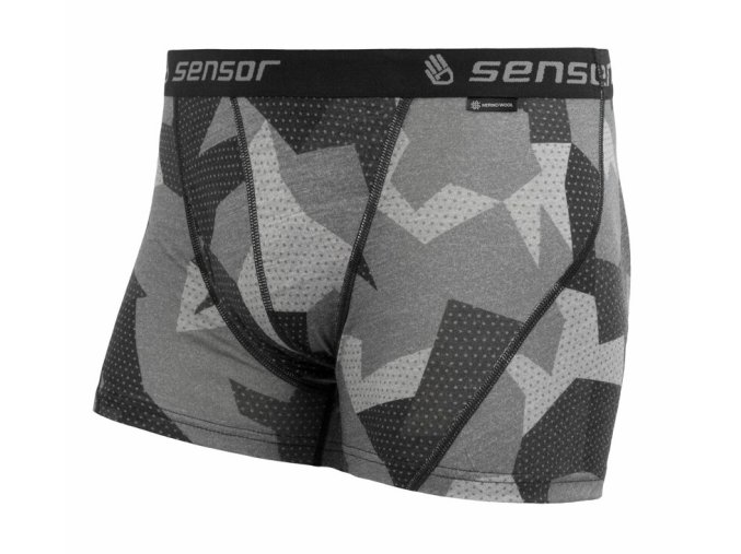 boxerky SENSOR MERINO IMPRESS camo/černé (Velikost L)