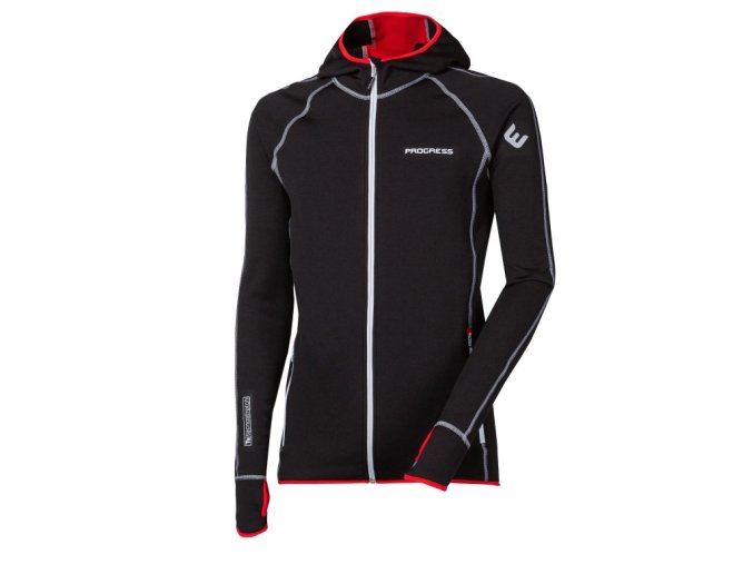 mikina pánská Progress TOREZ HOODY černo/červená (Velikost L)