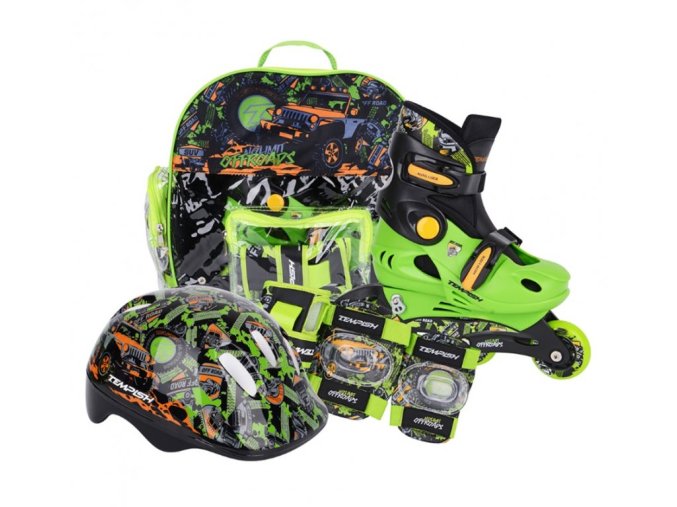 brusle kolečkové dětské Tempish RACER BABY SKATE sada zelené (Velikost 26-29)