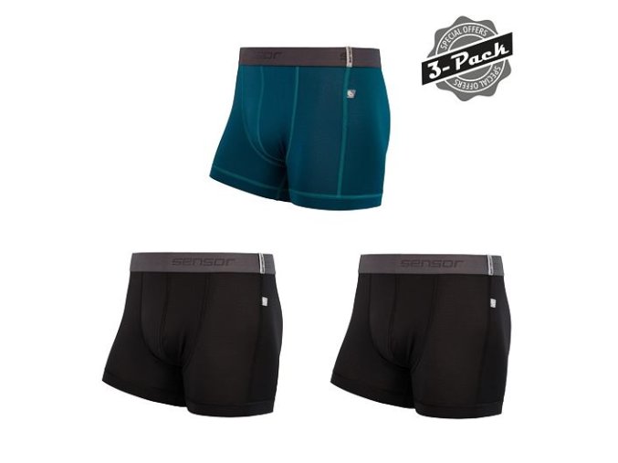 boxerky SENSOR COOLMAX TECH 3 pack černé (Velikost L)