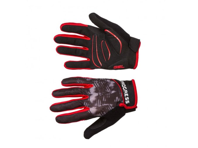 rukavice cyklistické Progress RIPPER GLOVES černo/šedo/červené (Velikost XXL)