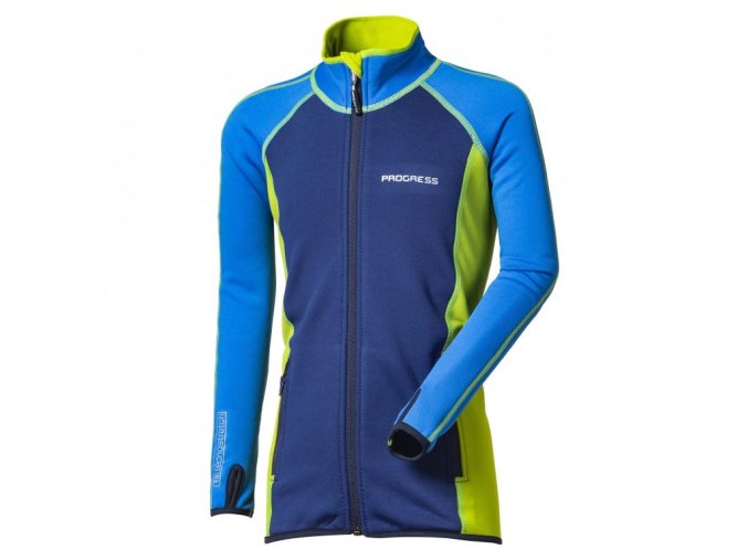 mikina dětská Progress TOREZ JUNIOR modrá/zelená (Velikost 140)